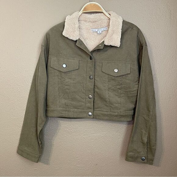 15. HYFVE Cropped Sherpa Lined Corduroy Jacket Size M - Picture 5 of 9